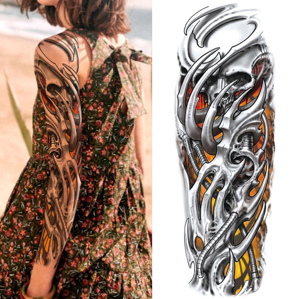 Tillfällig Tatuering Med Maskin Dödskalle