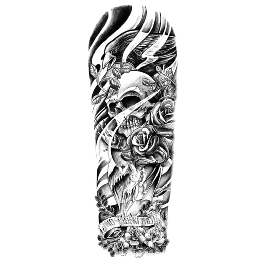 Temporär Tatuering Dödskalle Med Korp