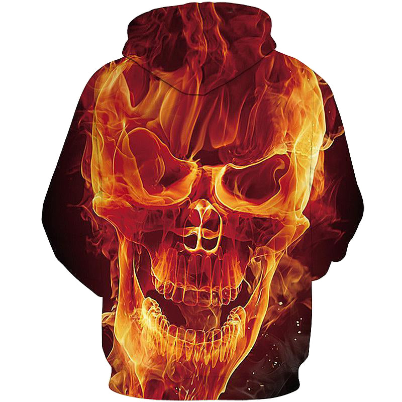 Dödskalle Hoodie Flames