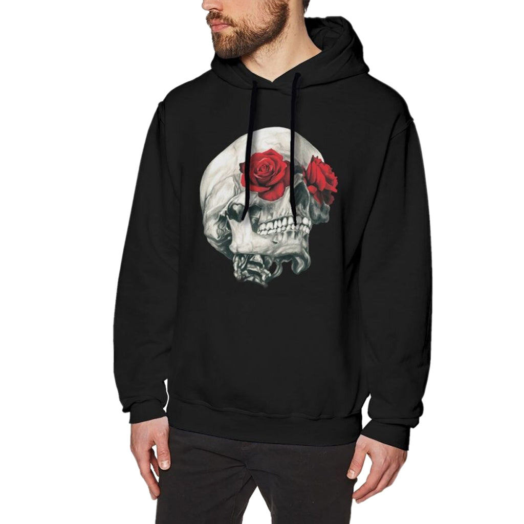 Dödskalle Hoodie Röda Rosor