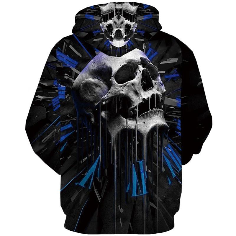 Blå Dödskalle Hoodie