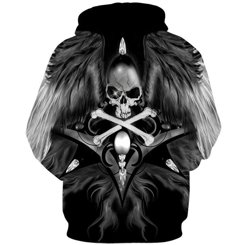 Dödskalle Hoodie Vingar
