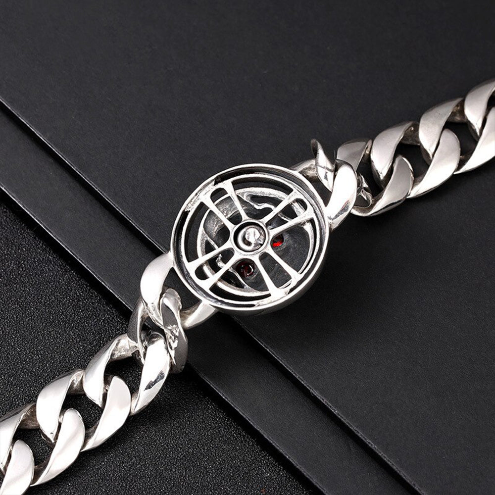 Äkta Silver Armband Med Dödskalle