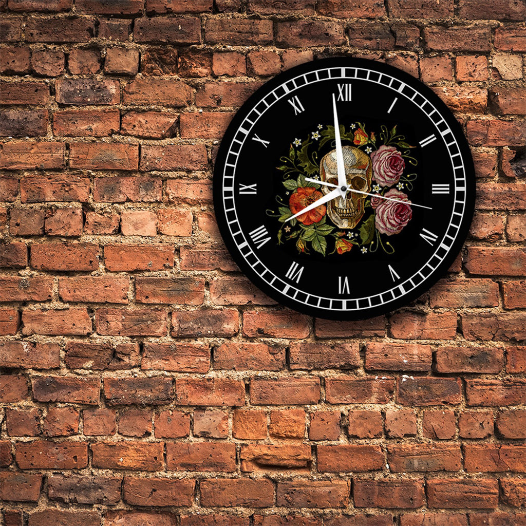 Rund Dödskalle Väggklocka