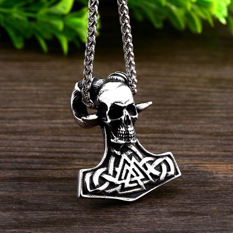 Dödskalle Halsband Herr Devil Viking (Stål)