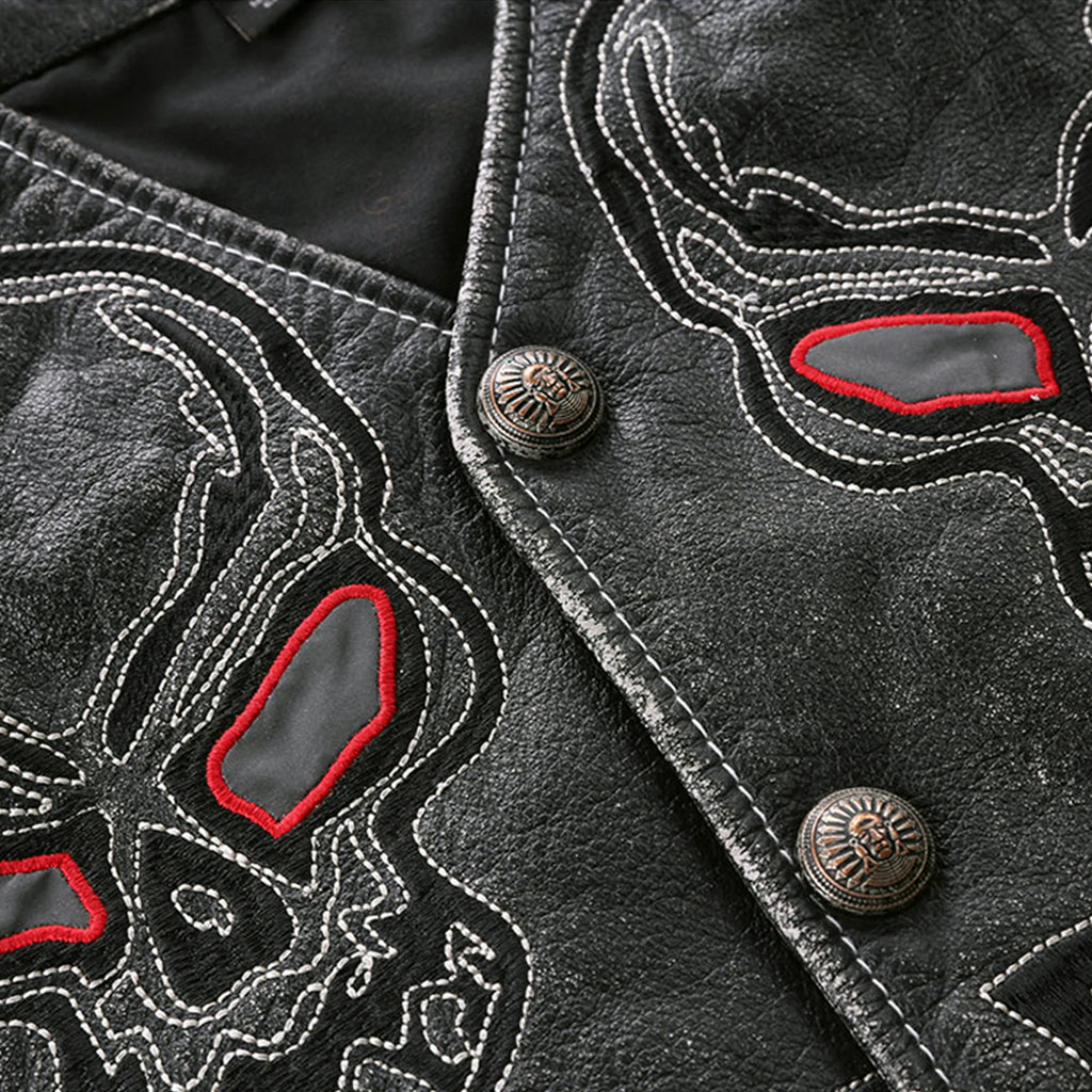 Biker Väst Med Dödskalle På Ryggen