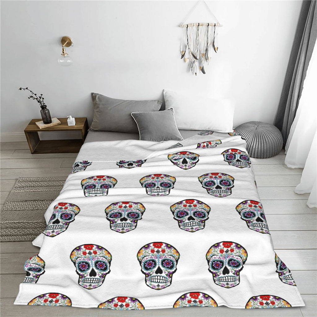 Vit Filt Med Sugar Skulls