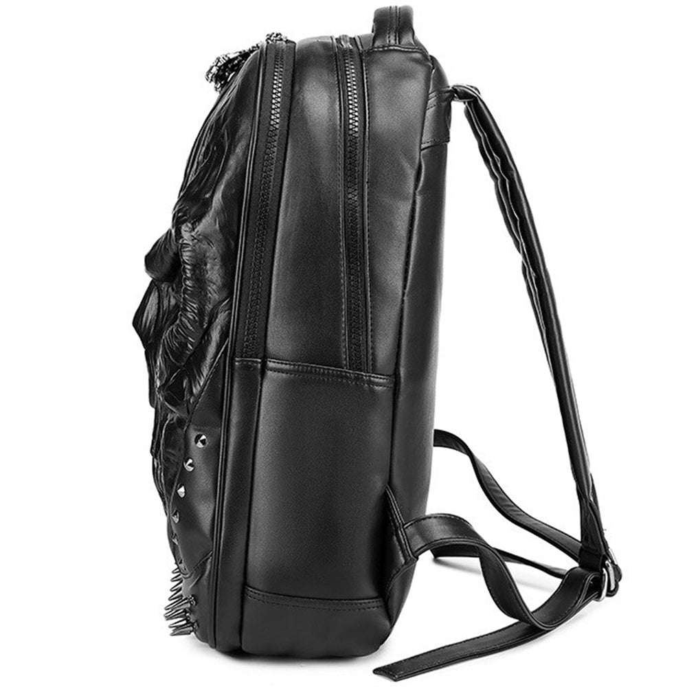 Svart Ryggsäck Läder Med Dödskalle