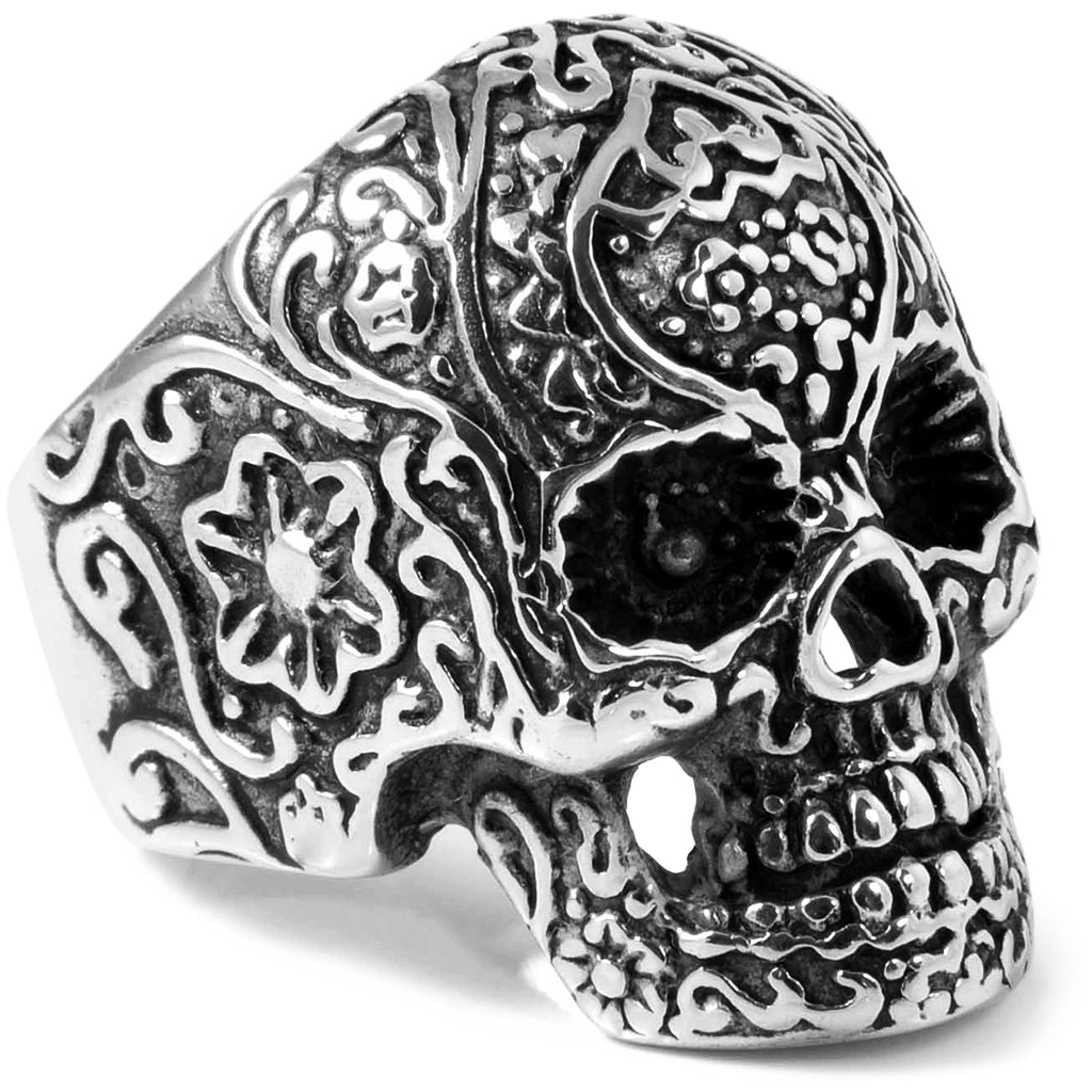 Mexikansk calavera dödskalle ring av äkta sterling silver