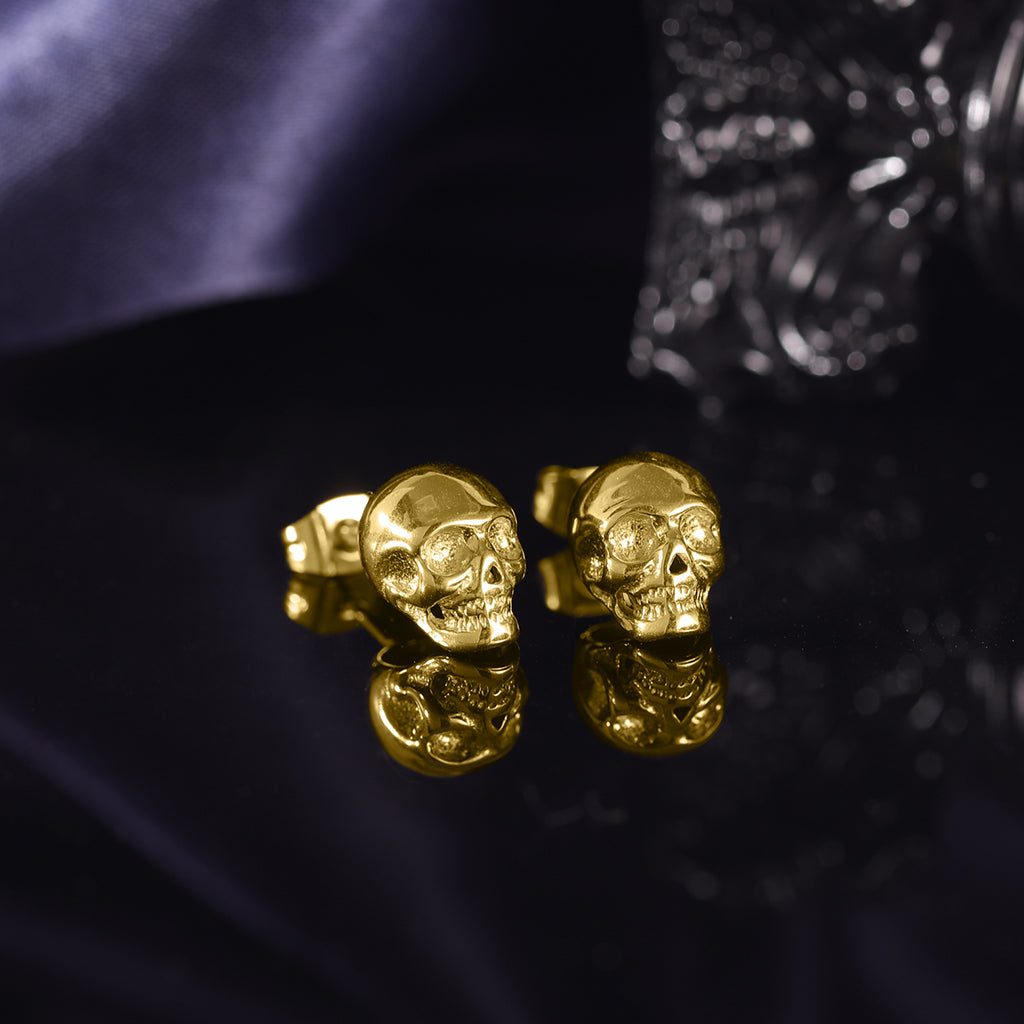 Ear studs Dödskalle Guld