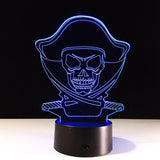 Blå Pirat Dödskalle Lampa