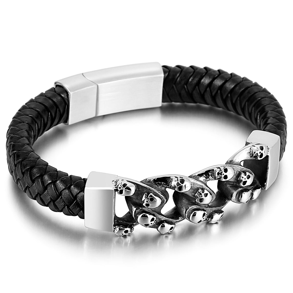 Läderarmband Dödskalle Kedja
