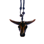 Läder Halsband Med Tjur Kranium