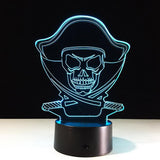 Ljusblå Pirat Dödskalle Lampa
