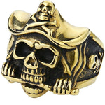 Dödskallering Caribbean Pirate (Guldstål 