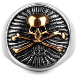 Dödskallering Skull And Bones (Guldstål)