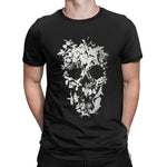 Svart Dödskalle T-Shirt Vita Blommor