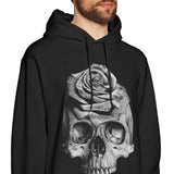Svart Hoodie Dödskalle Ros