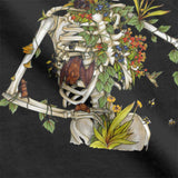 Svart T-Shirt Skelett Med Botanik