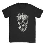 Svart T-Shirt Vit Blommig Dödskalle