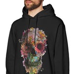 Svart Dödskalle Hoodie Blommor