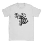 Vit T-Shirt Öl-Drickande Skelett